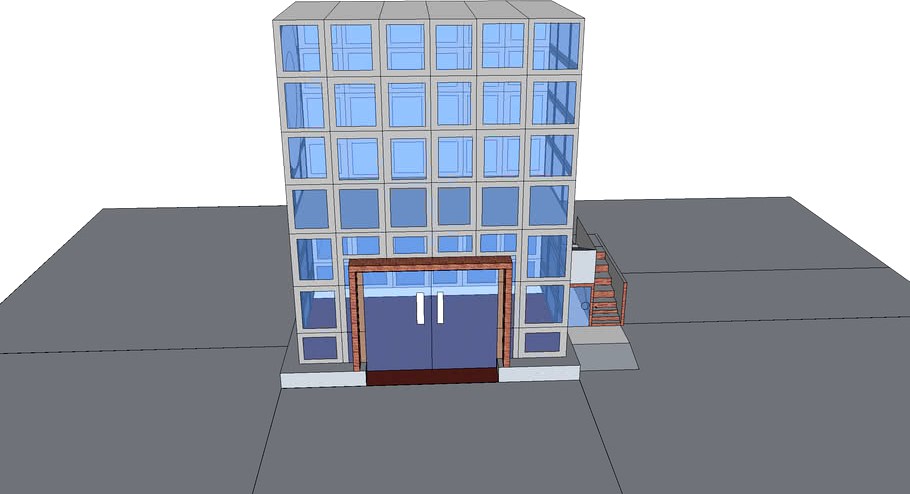 Edificio en hierro y vidrio 3D.
