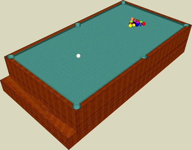 Pool table, ready for Physics