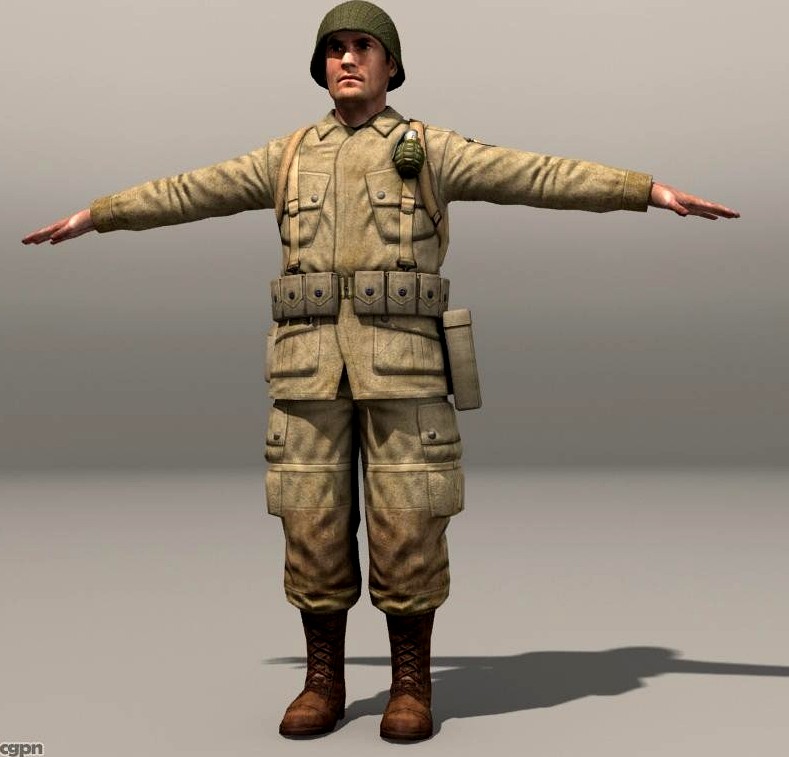 american soldier and thompson WWII3d model