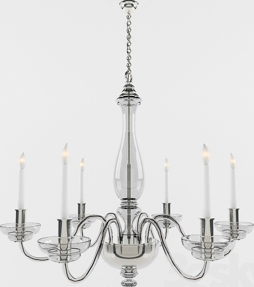 Visual Comfort EF Chapman King George 6 Light Chandelier in Crystal with Polished Silver CHC1142CG