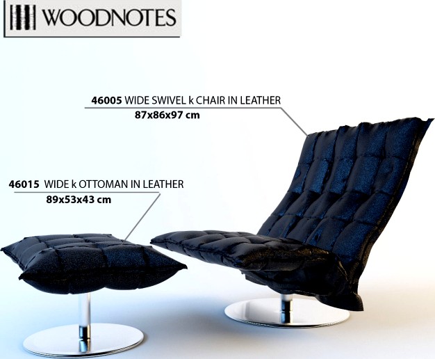 Кресло и оттоманка Woodnotes WIDE SWIVEL k CHAIR IN LEATHER