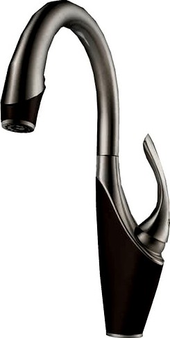 Vuelo Cocoa Bronze-Stainless Steel Single Handle Pull-Down Kitchen Faucet by Brizo 63055LF-SSCO