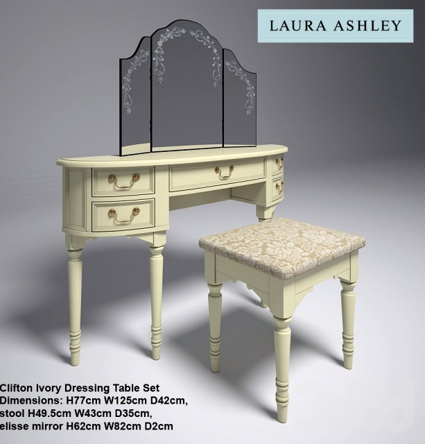 Laura Ashley Clifton Ivory Dressing Table Set