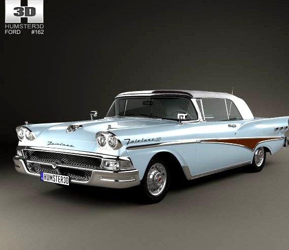 3D model of Ford Fairlane 500 Sunliner 1958