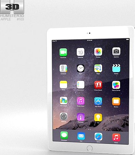 3D model of Apple iPad Air 2 Cellular Silver