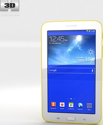 3D model of Samsung Galaxy Tab 3 Lite Yellow