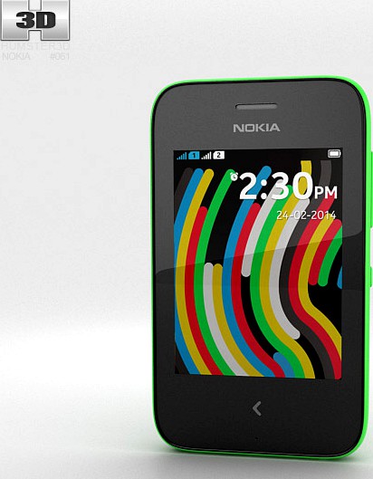 3D model of Nokia Asha 230 Bright Green