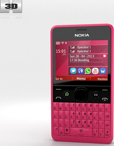 3D model of Nokia Asha 210 Pink