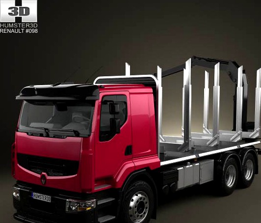 3D model of Renault Premium Lander Logging Truck 2006