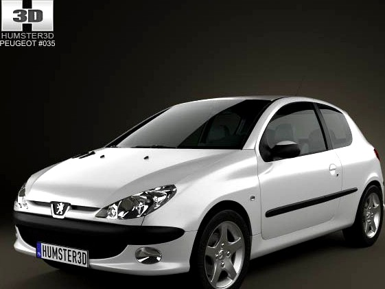 3D model of Peugeot 206 hatchback 3-door 2005
