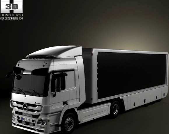 3D model of Mercedes-Benz Actros Tractor Trailer 2011