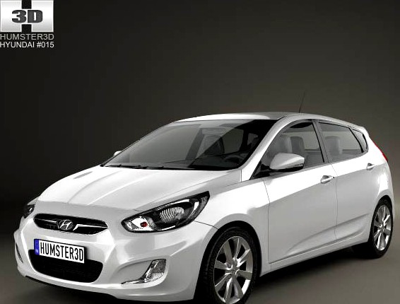 3D model of Hyundai Accent (i25) Hatchback 2012