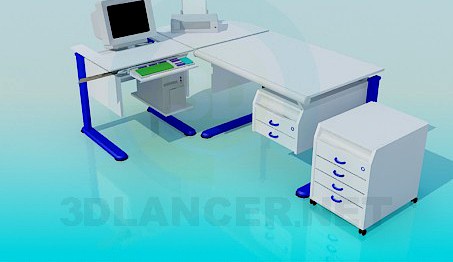 3D Model Computer desk and bedside table