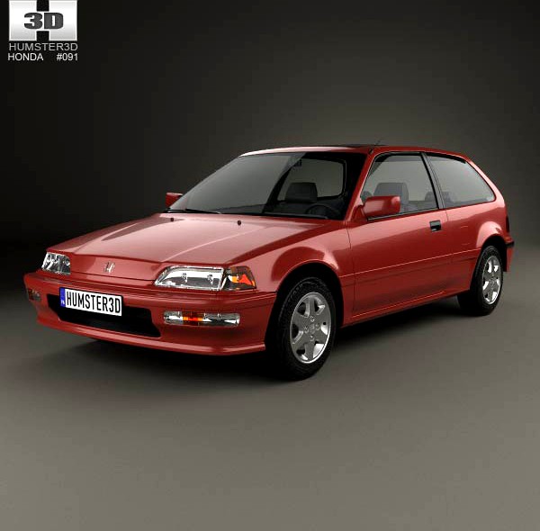 3D model of Honda Civic hatchback 1987