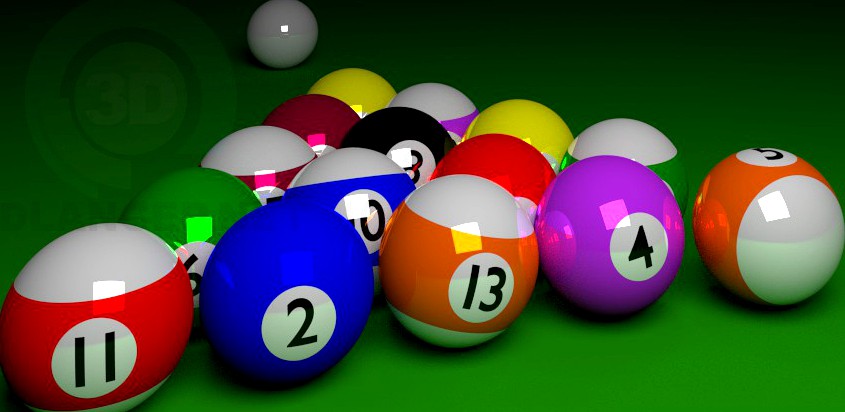 3D Model Set of billiard balls