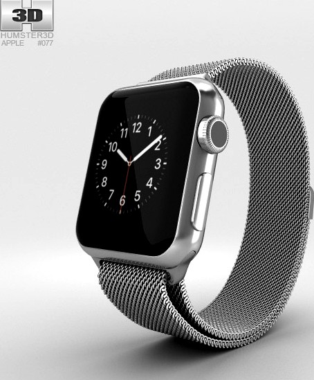 3D model of Apple Watch 38mm Stainless Steel Case Milanese Loop