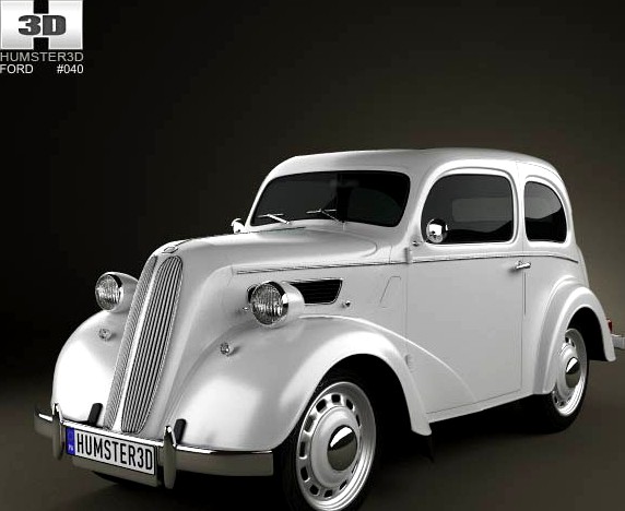 3D model of Ford Anglia E494A 2-door Saloon 1949