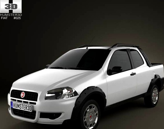 3D model of Fiat Strada Long Cab Working 2012