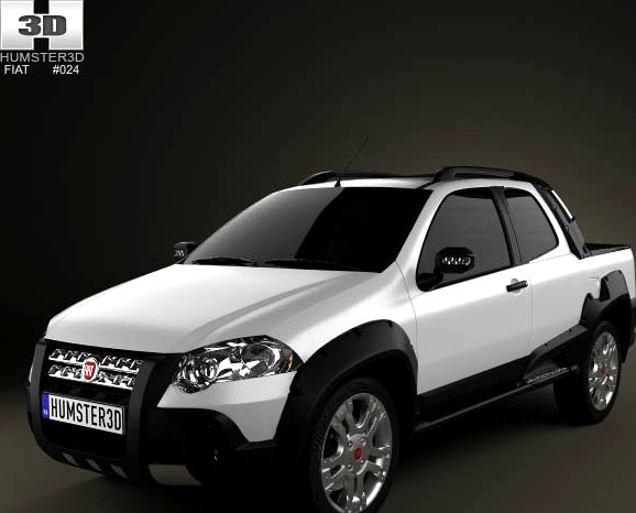 3D model of Fiat Strada Long Cab Adventure 2012