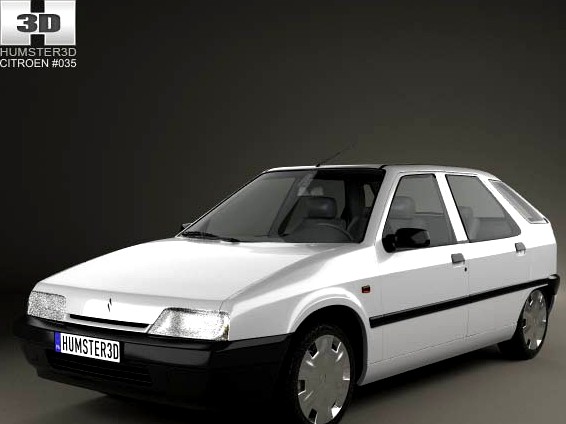 3D model of Citroen ZX 5-door hatchback 1991