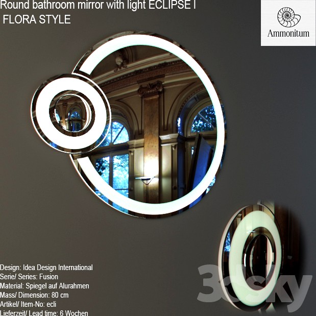 Bathroom mirror with Round light ECLIPSE