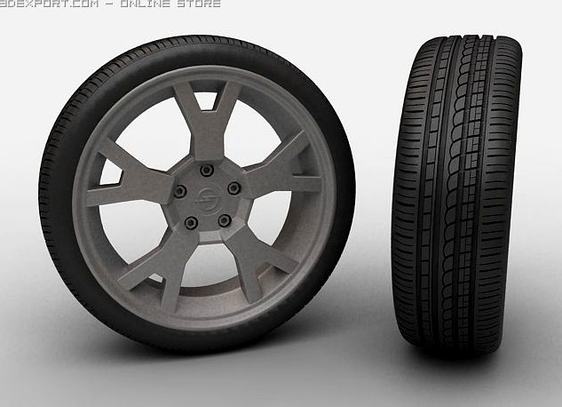 3d model of a tire with a disk 3D Model