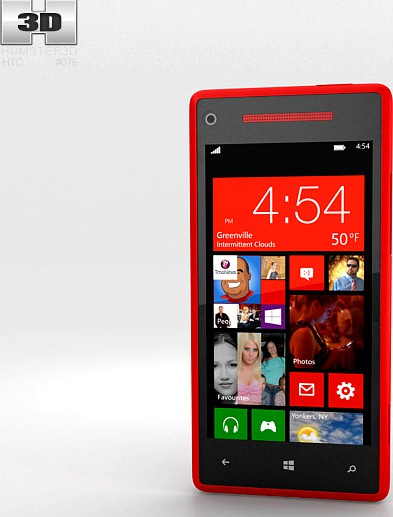 3D model of HTC Windows Phone 8X Flame Red