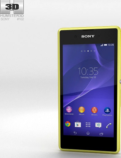 3D model of Sony Xperia E3 Yellow