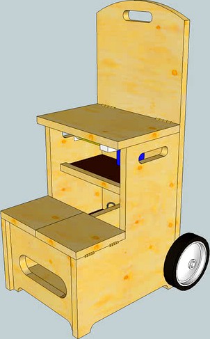 Rolling stepstool toolbox