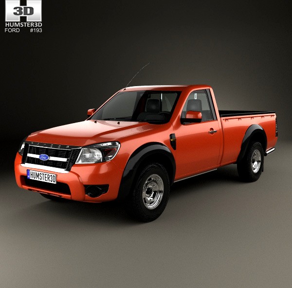 3D model of Ford Ranger Regular Cab 2009