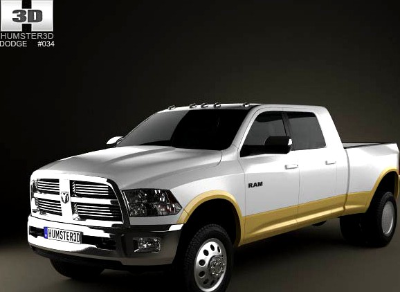 3D model of Dodge Ram 3500 Mega Cab Dually Laramie 6-foot 4-inch Box 2012