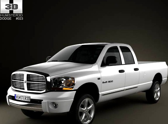 3D model of Dodge Ram 1500 Quad Cab Laramie 160-inch Box 2008