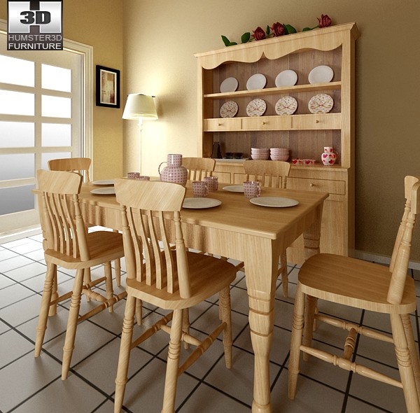 3D model of Dining Room Furniture 6 Set