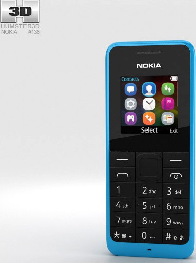 3D model of Nokia 105 Dual SIM Cyan