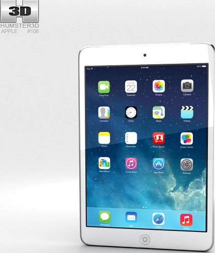 3D model of Apple iPad Mini 2 Cellular Silver