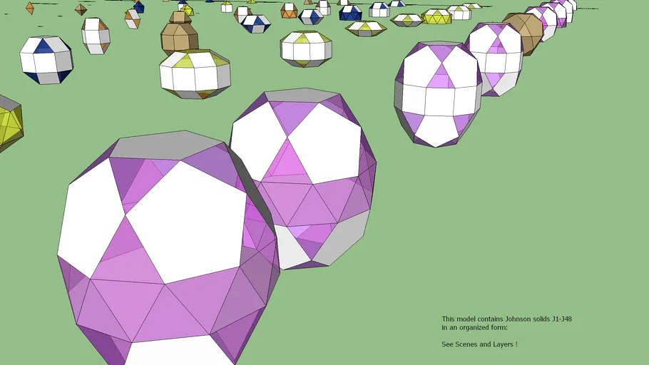 Johnson Solids J1-J48 - Pyramids, Cupolae, Rotundae. In organized form