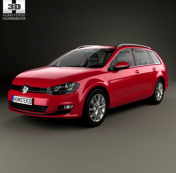 3D model of Volkswagen Golf variant with HQ interior 2014