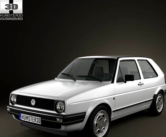 3D model of Volkswagen Golf Mk2 3-door 1983