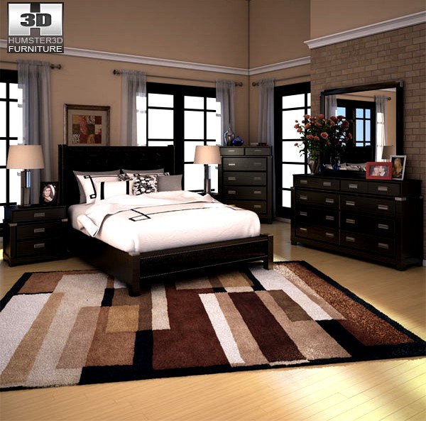 3D model of Ashley Diana Platform Bedroom Set