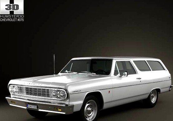 3D model of Chevrolet Chevelle (Malibu) 2-door wagon 1964