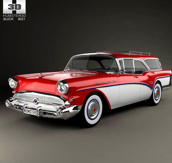 3D model of Buick Century Caballero wagon 1957