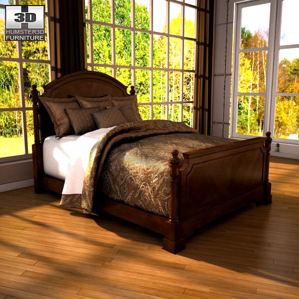 3D model of Ashley Leighton Queen Poster Bed