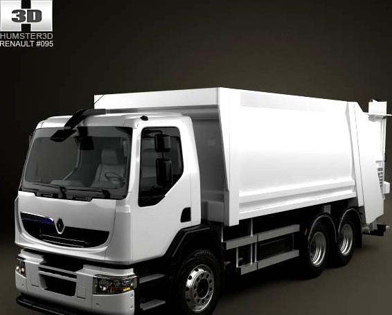 3D model of Renault Premium Distribution Hybrys Garbage Truck 2011