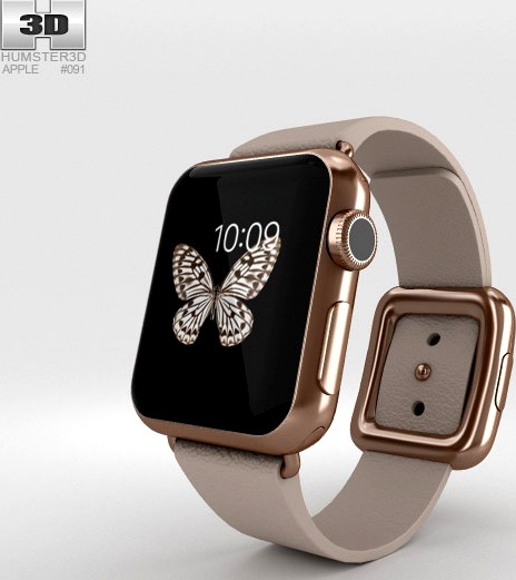 3D model of Apple Watch Edition 38mm Rose Gold Case Gray Modern Buckle