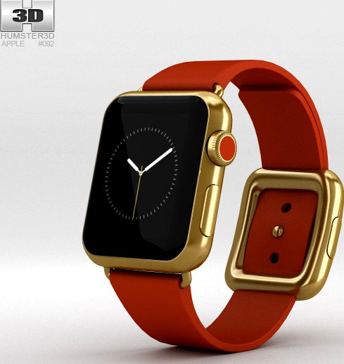 3D model of Apple Watch Edition 38mm Yellow Gold Case Red Modern Buckle
