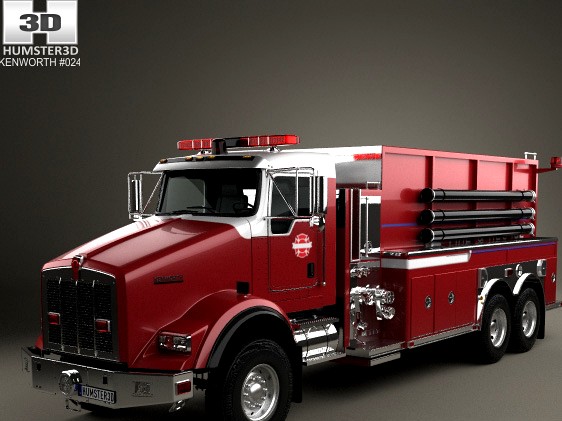 3D model of Kenworth T800 Fire Truck 3-axle 2005