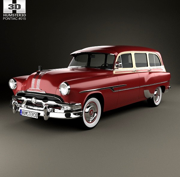 3D model of Pontiac Chieftain Deluxe Station Wagon 1953