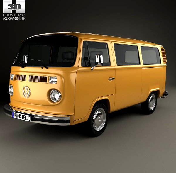 3D model of Volkswagen Transporter (T2) Passenger Van 1972