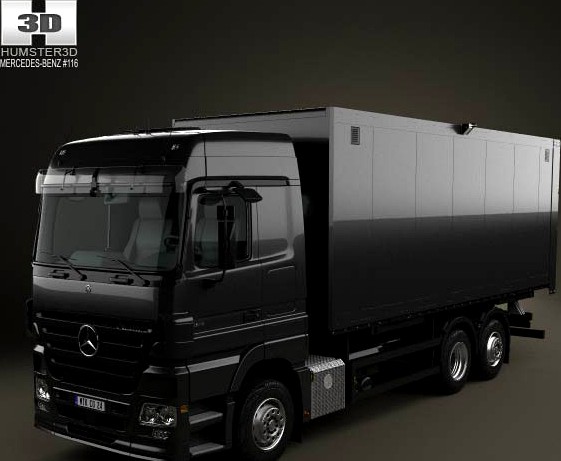 3D model of Mercedes-Benz Actros Box Truck 2002