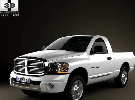 3D model of Dodge Ram 1500 Regular Cab Laramie 120-inch Box 2008